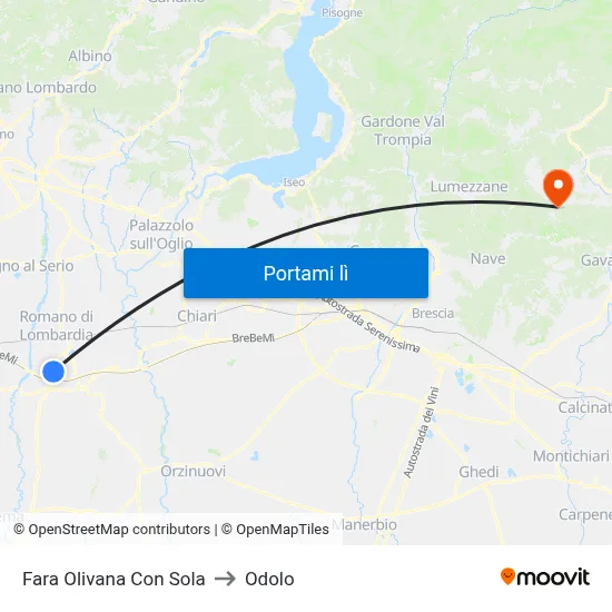 Fara Olivana Con Sola to Odolo map
