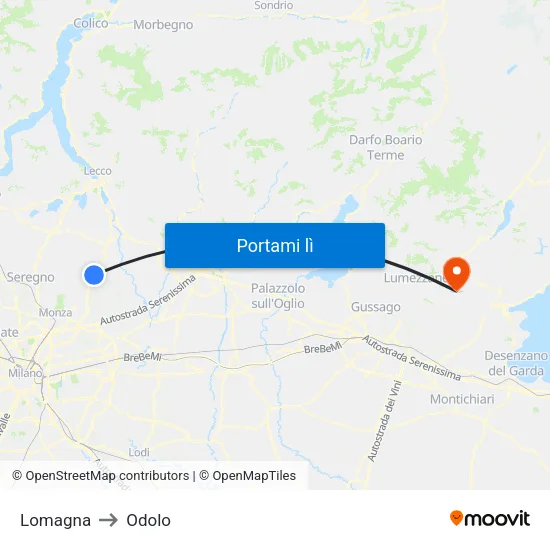 Lomagna to Odolo map