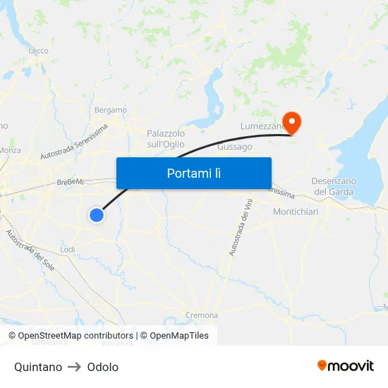 Quintano to Odolo map