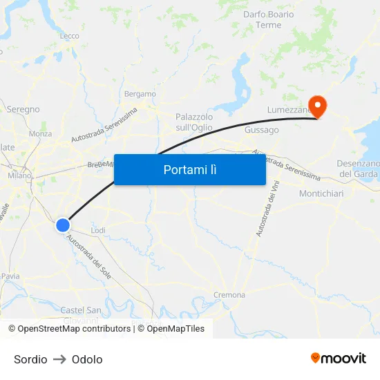 Sordio to Odolo map