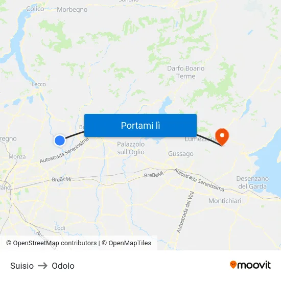 Suisio to Odolo map