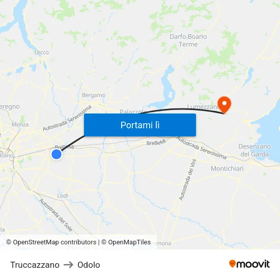 Truccazzano to Odolo map