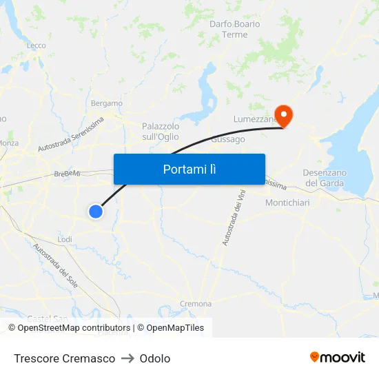 Trescore Cremasco to Odolo map