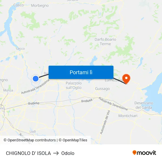CHIGNOLO D' ISOLA to Odolo map