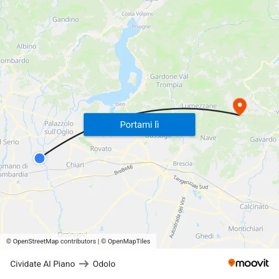 Cividate Al Piano to Odolo map