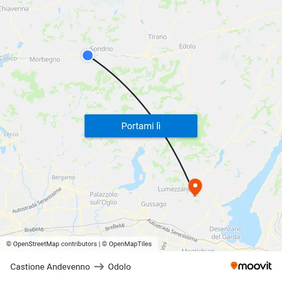 Castione Andevenno to Odolo map