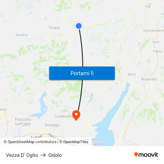 Vezza D' Oglio to Odolo map