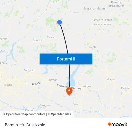 Bormio to Guidizzolo map
