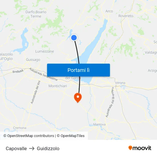 Capovalle to Guidizzolo map