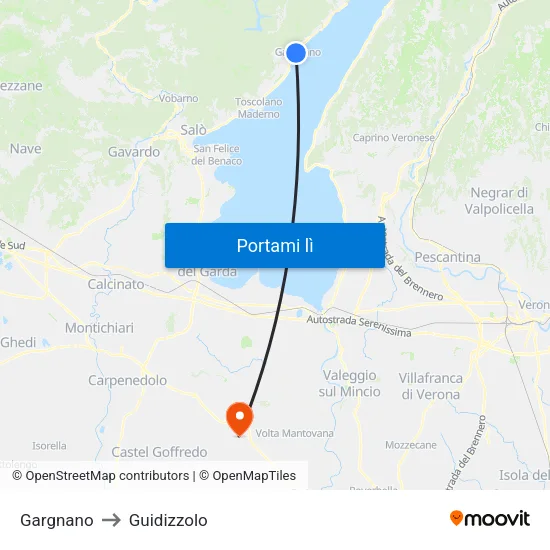 Gargnano to Guidizzolo map