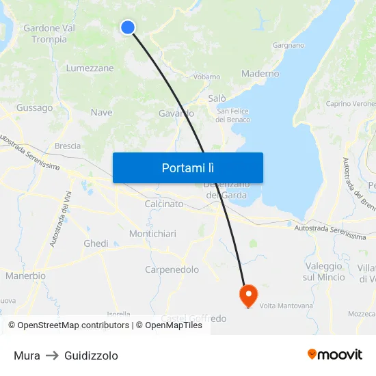 Mura to Guidizzolo map