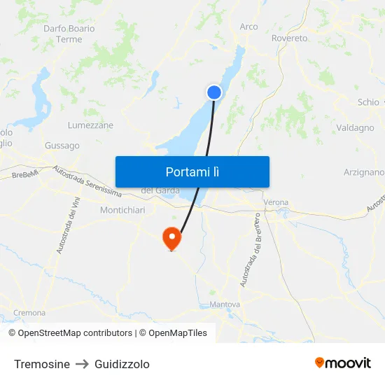 Tremosine to Guidizzolo map