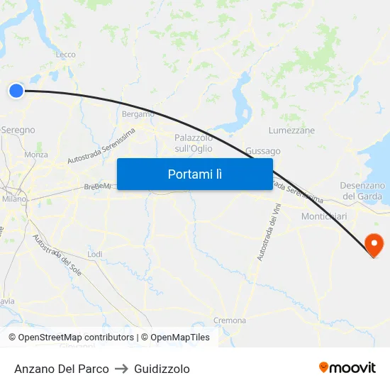 Anzano Del Parco to Guidizzolo map