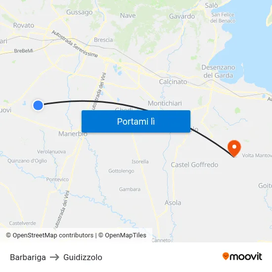 Barbariga to Guidizzolo map