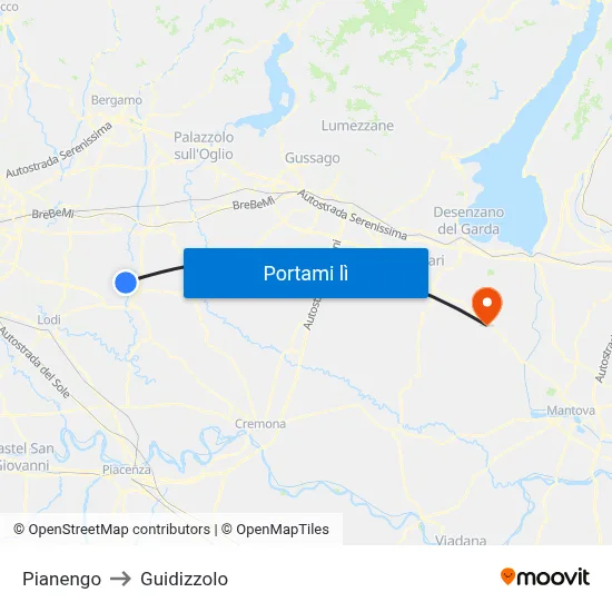 Pianengo to Guidizzolo map