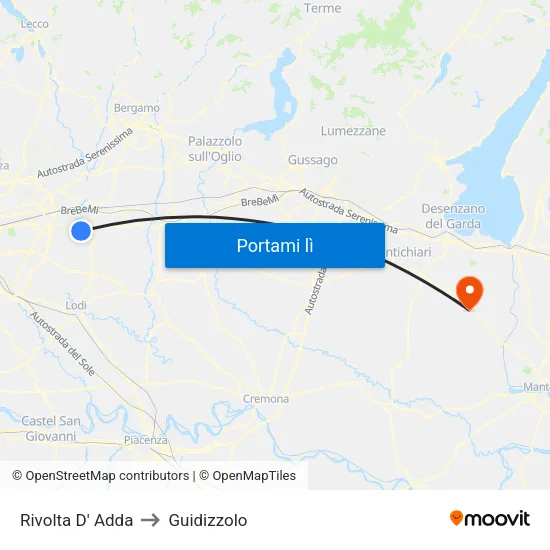 Rivolta D' Adda to Guidizzolo map