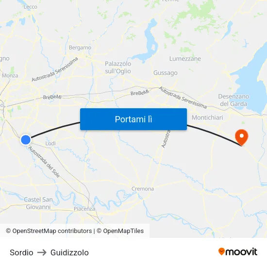 Sordio to Guidizzolo map