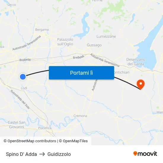 Spino D' Adda to Guidizzolo map