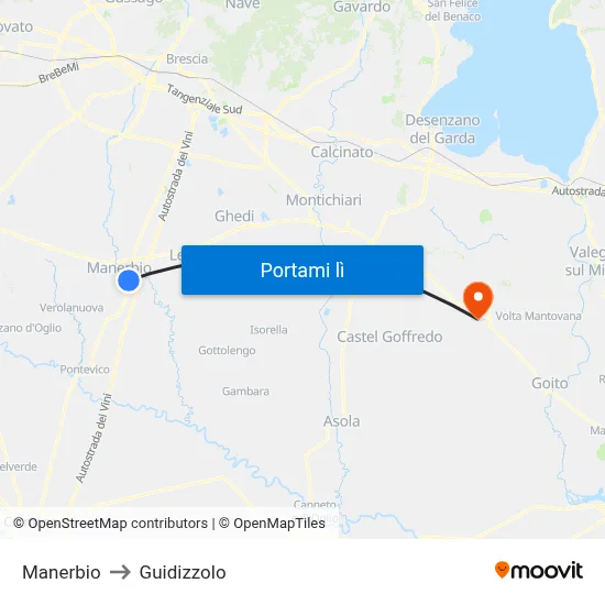 Manerbio to Guidizzolo map