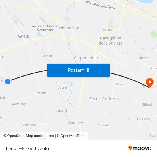 Leno to Guidizzolo map