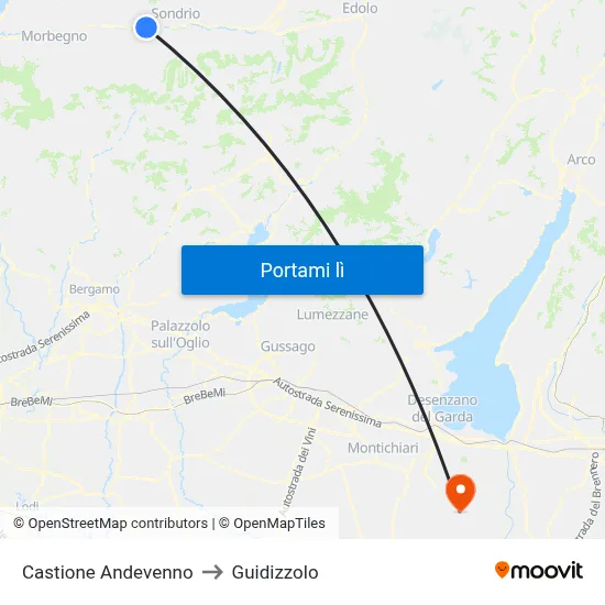 Castione Andevenno to Guidizzolo map