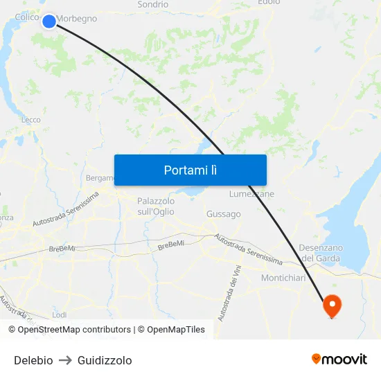 Delebio to Guidizzolo map