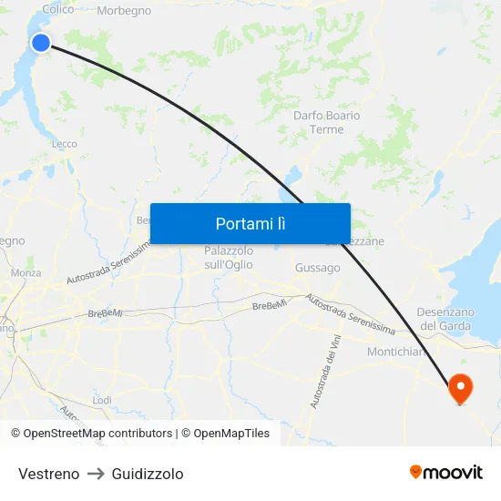 Vestreno to Guidizzolo map