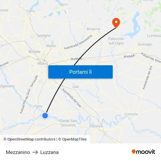 Mezzanino to Luzzana map