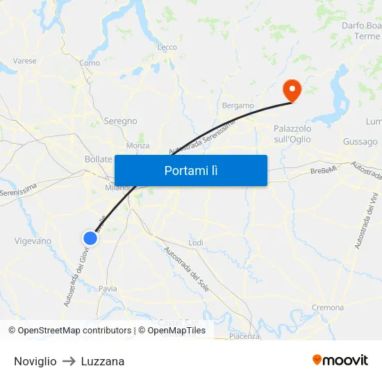 Noviglio to Luzzana map