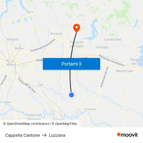 Cappella Cantone to Luzzana map