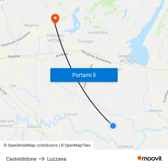 Casteldidone to Luzzana map