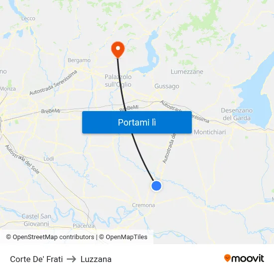 Corte De' Frati to Luzzana map