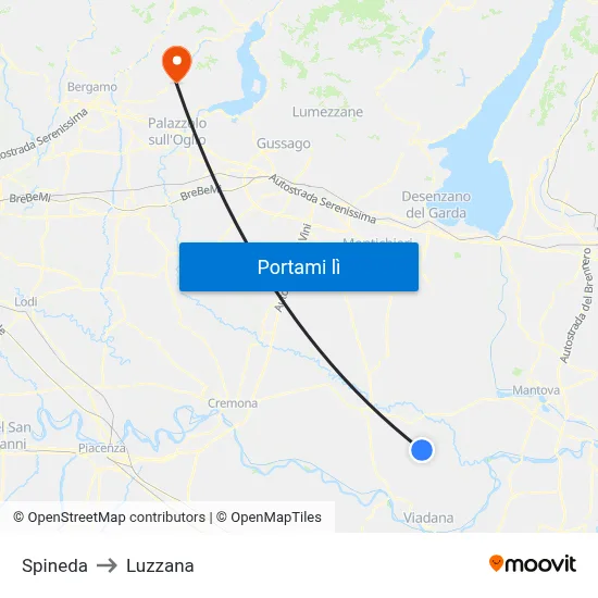 Spineda to Luzzana map