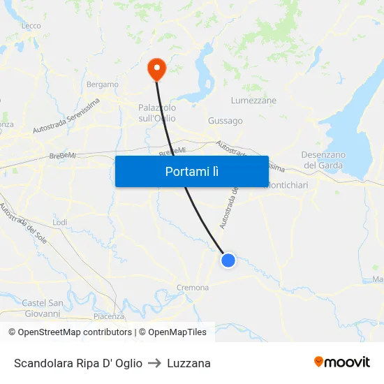 Scandolara Ripa D' Oglio to Luzzana map