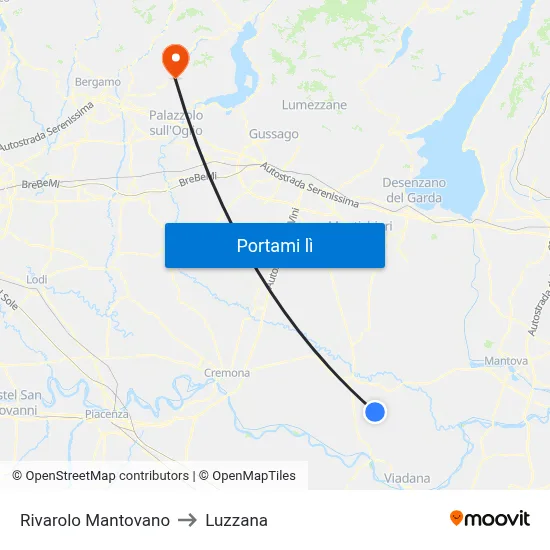Rivarolo Mantovano to Luzzana map