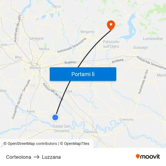 Corteolona to Luzzana map