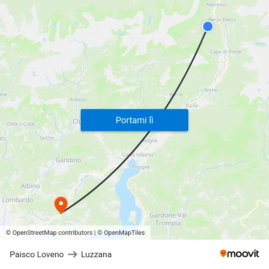 Paisco Loveno to Luzzana map