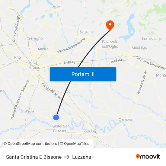 Santa Cristina E Bissone to Luzzana map