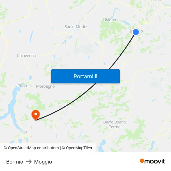 Bormio to Moggio map