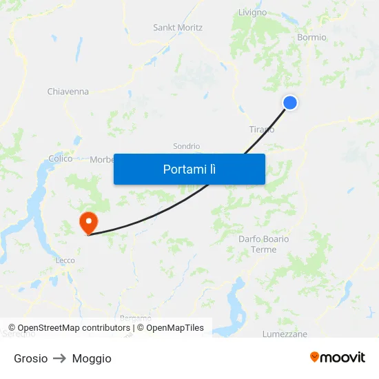 Grosio to Moggio map