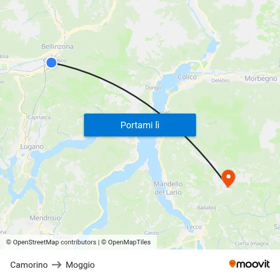 Camorino to Moggio map