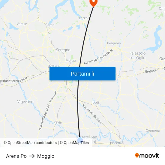 Arena Po to Moggio map