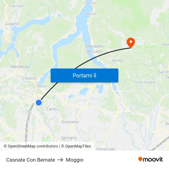 Casnate Con Bernate to Moggio map