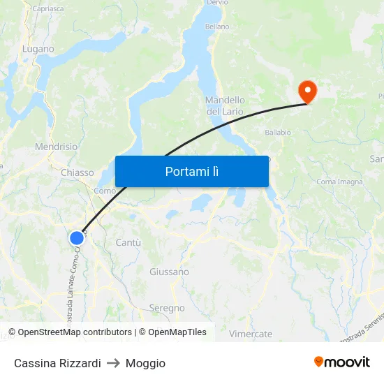 Cassina Rizzardi to Moggio map