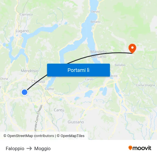 Faloppio to Moggio map