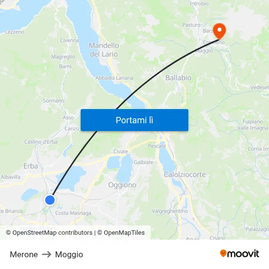 Merone to Moggio map