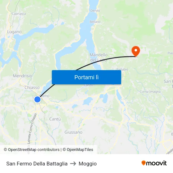 San Fermo Della Battaglia to Moggio map