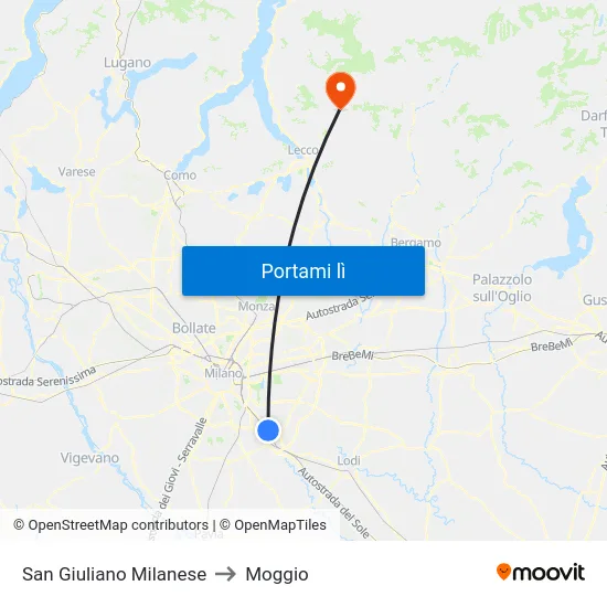 San Giuliano Milanese to Moggio map