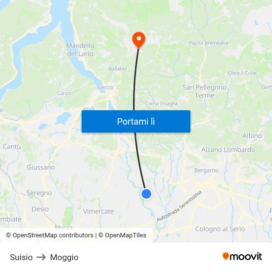 Suisio to Moggio map