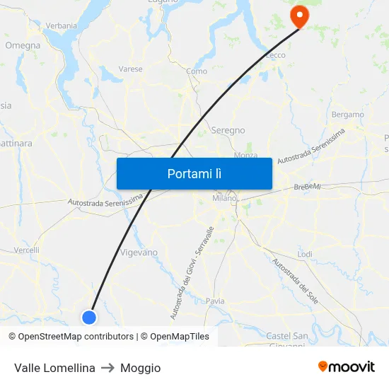 Valle Lomellina to Moggio map